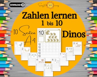 Zahlen lernen 1 bis 10, Übungsblätter Zahlen digitaler download, Schwungübungen Kita, Arbeitsblätter Zahlen Schule Vorschule Kindergarten