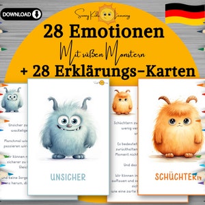 Gefühlskarten Kinder, Emotionen deutsch, Emotionskarten Kind druckbar, Gefühle erklären, Montessori Lernkarten, Vorschule digitaler Download image 1