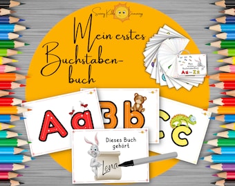 Buchstaben lernen A bis Z, schreiben Frühförderung digitaler download, ABC Groß- und Kleinschreibung Kita Vorschule Kindergarten, flashcards