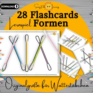 Formen lernen Montessori, Feinmotorik, flashcard DIY digitaler Download, Symmetrie lernen Lernhilfe Kinder, Lernspiel Karteikarten Vorschule