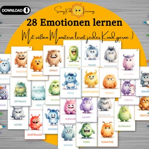 Gefühlskarten Kinder, Emotionen deutsch, Emotionskarten Kind druckbar, Gefühle erklären, Montessori Lernkarten, Vorschule digitaler Download Bild 2