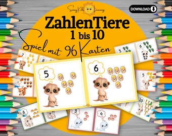 Zahlen lernen 1-10, Zahlen Lernspiel Schule, Lernmaterial nach Montessori, Zahlenspiel, digitaler Download, Legespiel Kinder Kita Vorschule