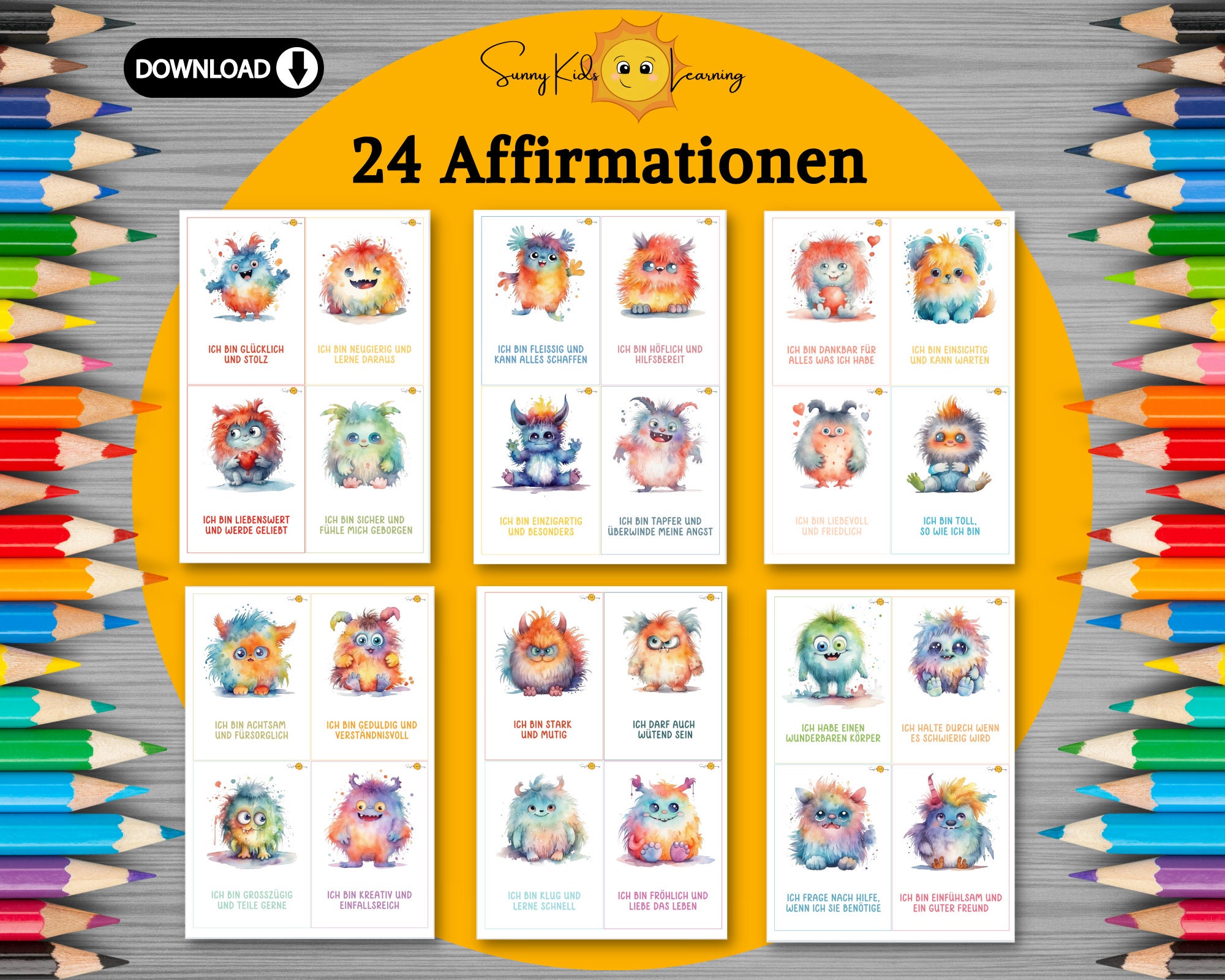 Affirmationskarten Kinder, deutsch, Motivationskarten Kinder, druckbare ...