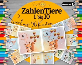 Zahlen lernen 1-10, Zahlen Lernspiel Schule, Lernmaterial nach Montessori, Zahlenspiel, digitaler Download, Legespiel Kinder Kita Vorschule