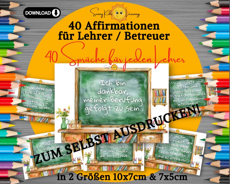 Affirmationskarten für Lehrer, Geschenk für Betreuer, Affirmation Erwachsene, Karten Lehrer druckbar, Lehrergeschenk digitaler Download pdf zdjęcie 2