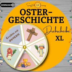 Ostergeschichte DIY Drehscheibe digitaler Download, Bibel Jesus Ostern lernen Lernhilfe, Bastelset Ostern Kinder, Lernspiel Ostern Vorschule