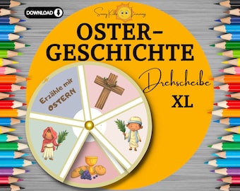 Ostergeschichte DIY Drehscheibe digitaler Download, Bibel Jesus Ostern lernen Lernhilfe, Bastelset Ostern Kinder, Lernspiel Ostern Vorschule