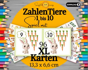 Zahlen lernen 1-10, Zahlen Lernspiel Schule, Lernmaterial nach Montessori, Zahlenspiel, digitaler Download, Legespiel Kinder Kita Vorschule