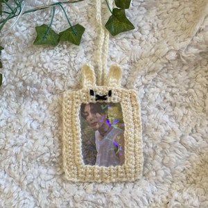 Cute crochet miffy photocard holder bag charm , perfect for a gift