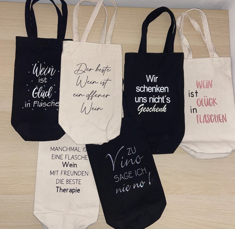 Flaschenbeutel Wein / Flaschenbeutel Sprüche / Geschenkverpackung für