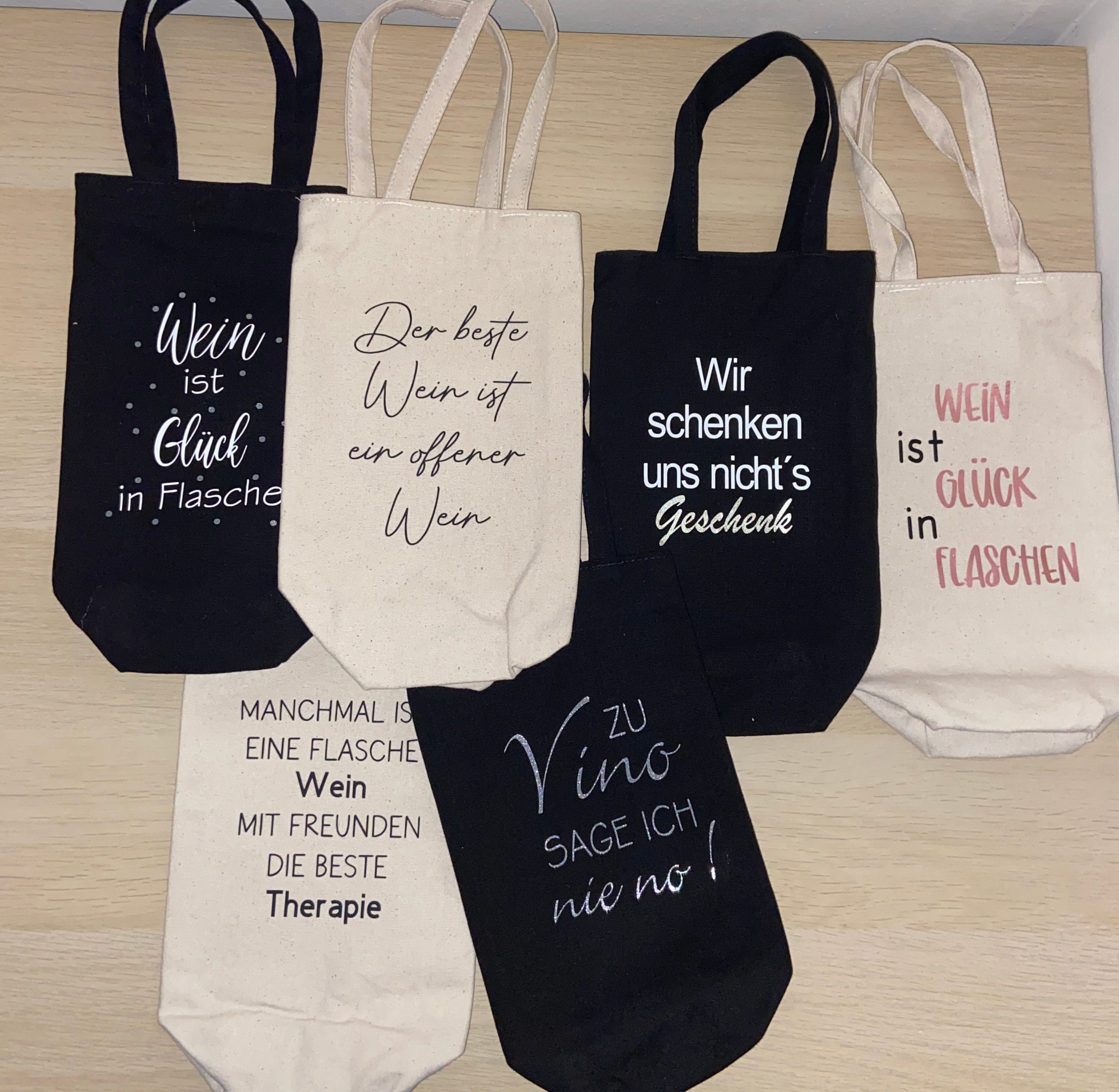 Flaschenbeutel Wein / Flaschenbeutel Sprüche / Geschenkverpackung für
