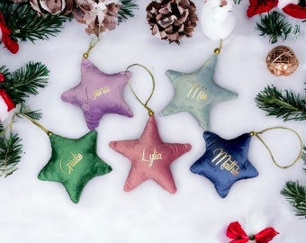 Christmas star, tree ornament, personalized velvet Christmas ball