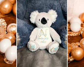 Personalized plush koala, baby gift, cuddly toy