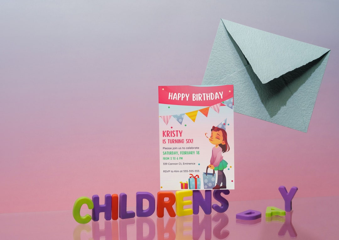 Editable Birthday Party Digital Invitation, Birthday Phone Invitation