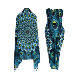 Sarong Beach Wraps from Bali - Peacock & Winged Creatures