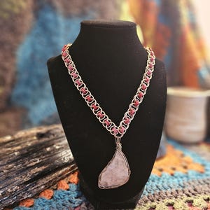 Vintage Rose Quartz Pendant on Helm Chain