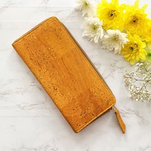 Monedero Mujer, Cartera Dama, Monedero Cremallera Larga, Monedero Clutch, Regalos de Lujo Ecológicos, Regalos para Ella, Cuero Vegano Natural, Regalo Día de la Madre