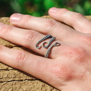 Octopus Tentacle Ring | Beach Rings for Men and Women, Sterling Silver, Beach Themed Jewelry