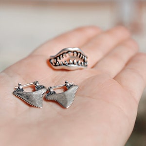 Shark Jaw Ring and Shark Tooth Earrings