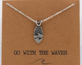 Ocean Waves Necklace | Go With The Waves, Beach Ocean Theme, Shark Jewelry for Men or Women , Beach Themed Jewelry