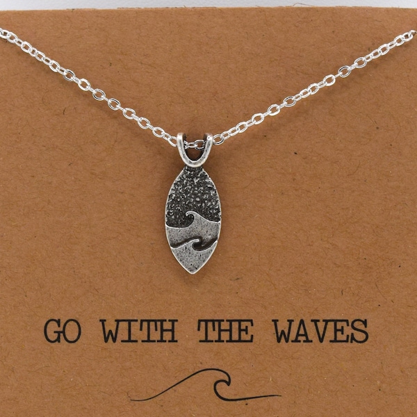 Ocean Waves Necklace | Go With The Waves, Beach Ocean Theme, Shark Jewelry for Men or Women , Beach Themed Jewelry