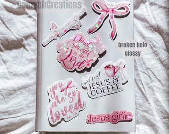 Christian Stickers | Jesus Girlie | Delight Yourself in the Lord | Croquette Pink Sticker Pack | Jesus Coffee | Bible Verse | Kindle Sticker