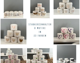 Mini Kerzenhalter für Stabkerzen / kleiner Kerzenständer/Kerzenhalter /Stabkerzenständer/Taufe, Hochzeit,Feiern/Gastgeschenk/ mit Herz