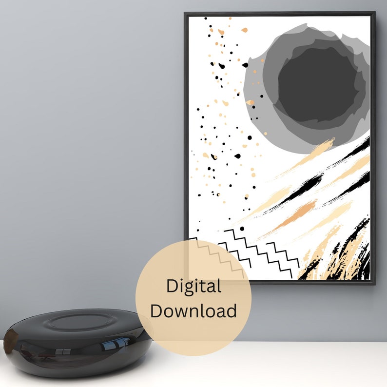 Abstract Black and Gold Printable Wall Art for Home or Office Entryway