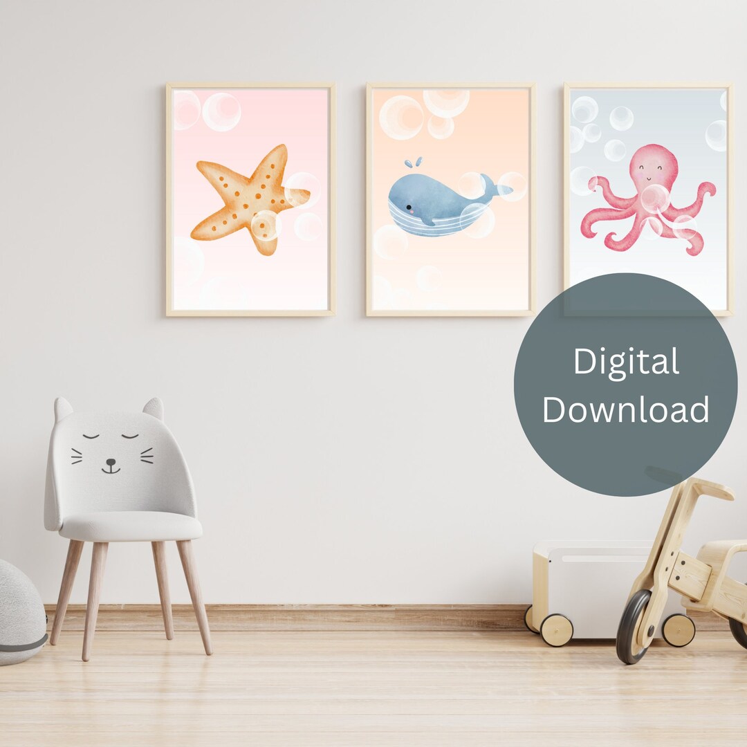 Ocean Nursery Printable Wall Art for Home Kids Ocean Room Wall Art