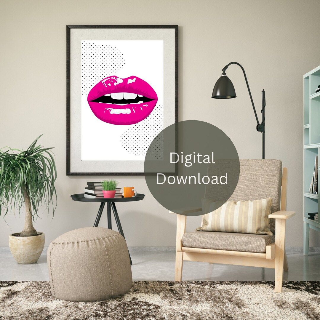 Makeup Room Decor Pink Lips Printable Wall Art for Beauty Room Makeup