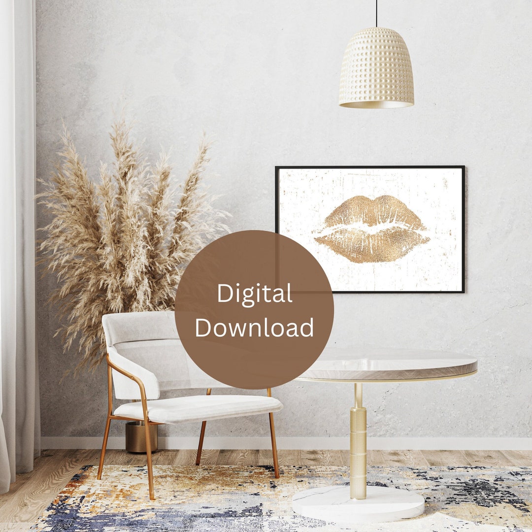 Beauty Room Decor Gold Lips Printable Wall Art F Makeup Room Wall Art ...