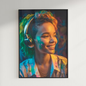 Happy Girl Print | Mädchen Sofort Download druckbare Wohnkultur | Happy Girl Digital Art | Wandposter | Wandkunst Geschenk | PrintableArt