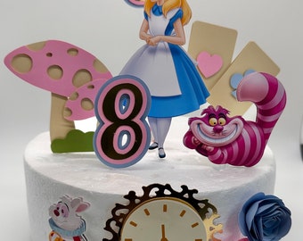 Alice in wonderland inspired theme Cake Topper - Alice in wonderland Party Decor