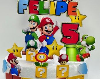 Mario inspirierte Cake Topper - Mario Party Decor