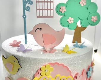 Garden theme Cake Topper - birds Party Decor