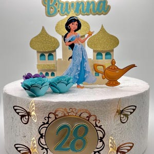Topo de bolo tema Princesa Jasmine - Decoração para festa de avião