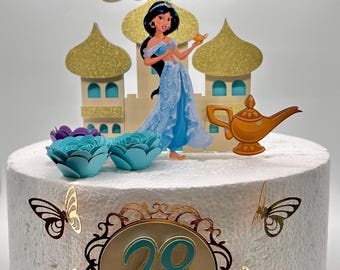 Princess Jasmine theme Cake Topper - Airplane Party Decor