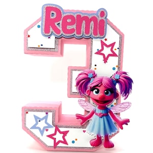 Tema Abby Cadabby letras e números 3D - Vila Sésamo - Decoração de festa tema Abby Cadabby