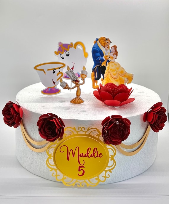 ベルテーマのケーキトッパー - 美女と野獣パーティーデコレーション
