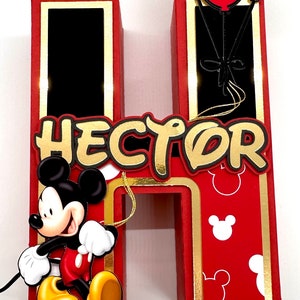 Letras e números 3D do tema Mickey Mouse - Decoração de festa do Mickey Mouse - Tamanho 6 polegadas de altura