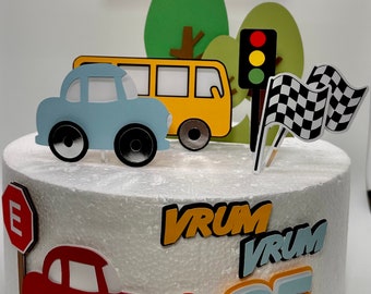 Vehicle traffic, cars theme Cake Topper - traffic  Party Decor