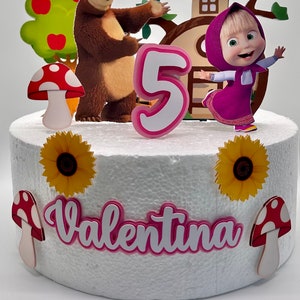 Decorazione per torta a tema ispirata a ragazza e orso - Decorazione per feste a tema ragazza e orso