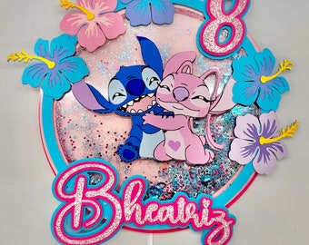 Stitch inspired theme Shaker Cake Topper - Stitch Party Decor