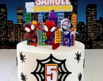 Spidey och hans vänner tårtdekoration - handgjord festdekoration.