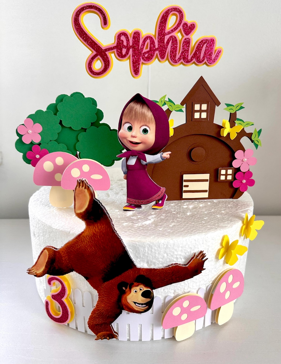 8 Pièces Décorations Gâteau Masha Et L'Ours - Mini Figurines Thème Anniversaire Enfants