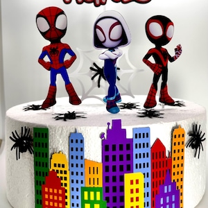 Spidey and amazing friends inspired theme Cake Topper - Spidey and amazing friends Party Decor