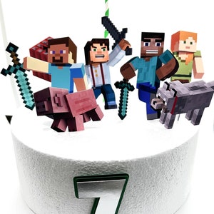 Pixel Game Cake Topper - Minec Party Decor