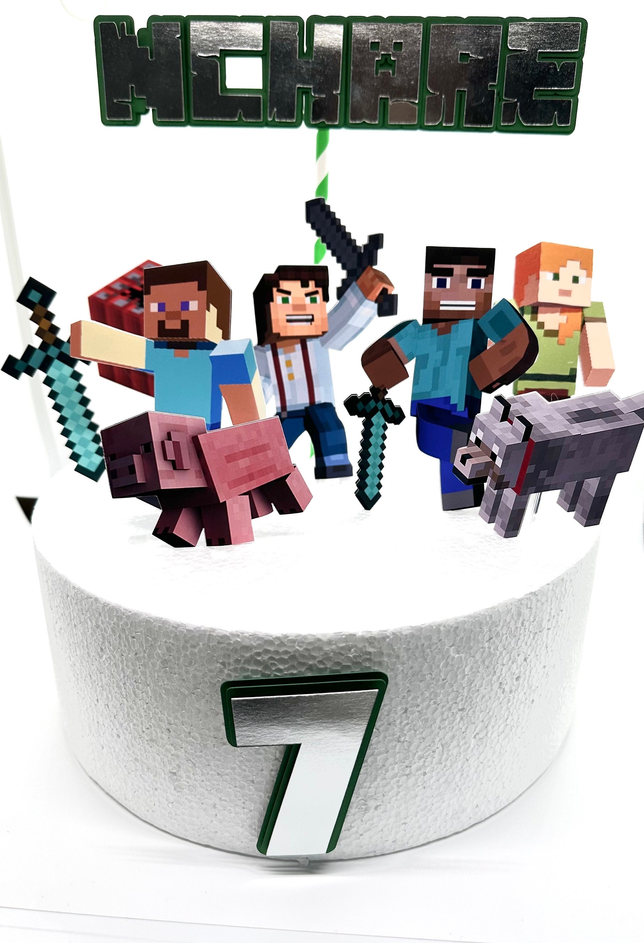 Pixel Game Double Layer Cake Topper