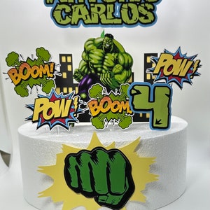 Hulk inspired theme Cake Topper - Hulk Party Decor