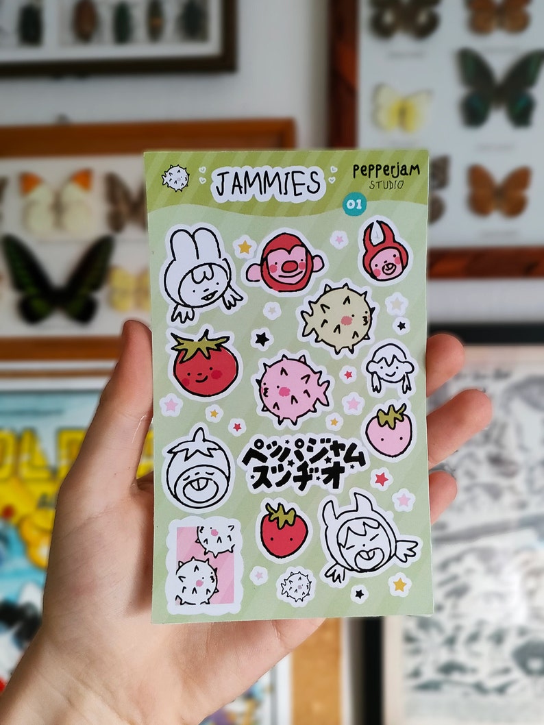 Jammies Sticker Sheet Feuille de Stickers Jammies Autocollants Matte Mignons Ensemble de stickers image 3